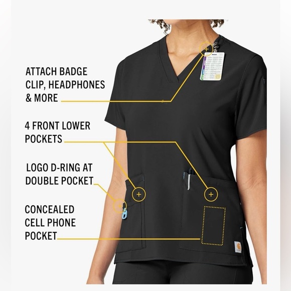 Carhartt scrub set Cross Flex Cargo Pant Medium Petite V Neck - Picture 2 of 16